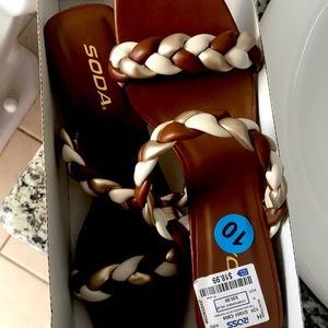 Brown braided shoes size 10